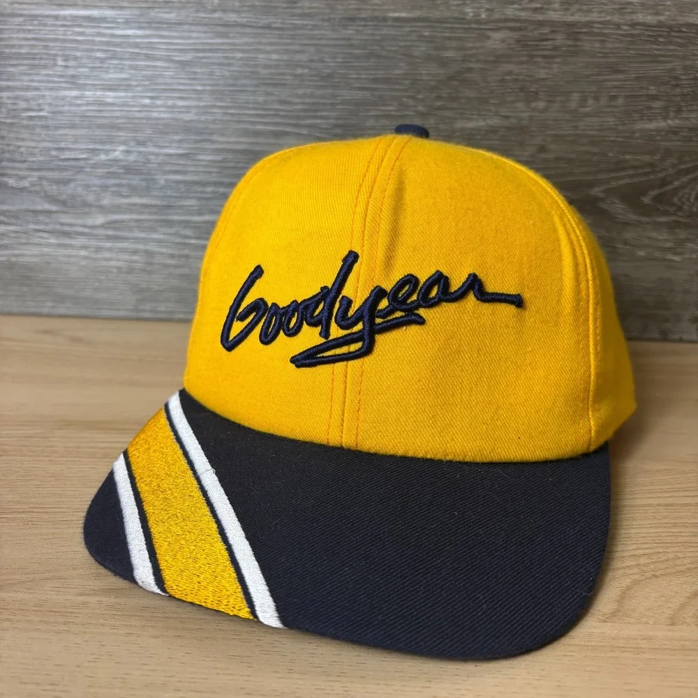 Vintage Goodyear Hat Cap Snap Back Yellow Tires Racing Retro K Products